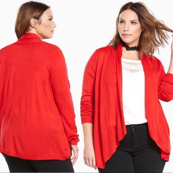 Torrid Red Drape Sweater Open Cardigan - Picture 1 of 4